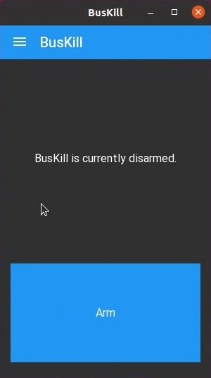 Screenshot of BusKill in Linux