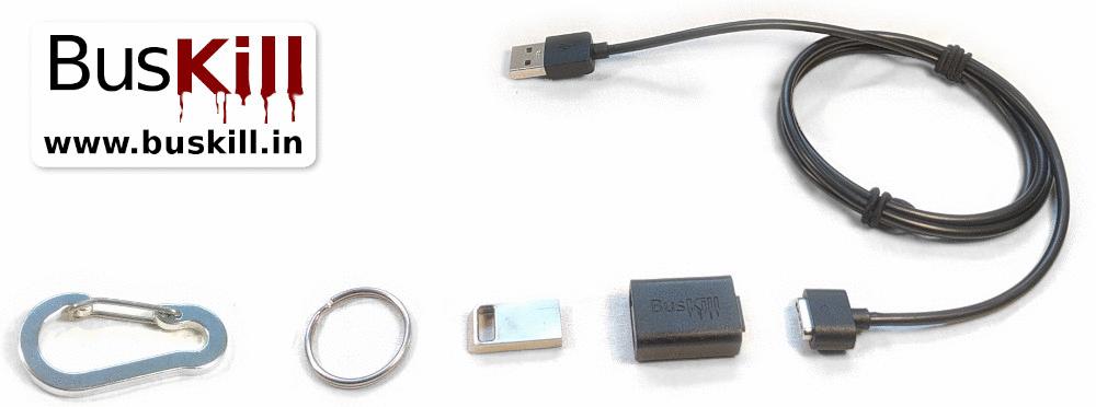 image shows the assembly of the BusKill cable
